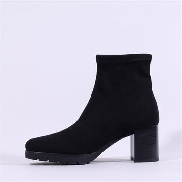 Miss Elastic Platform Block Heel Boot - Black
